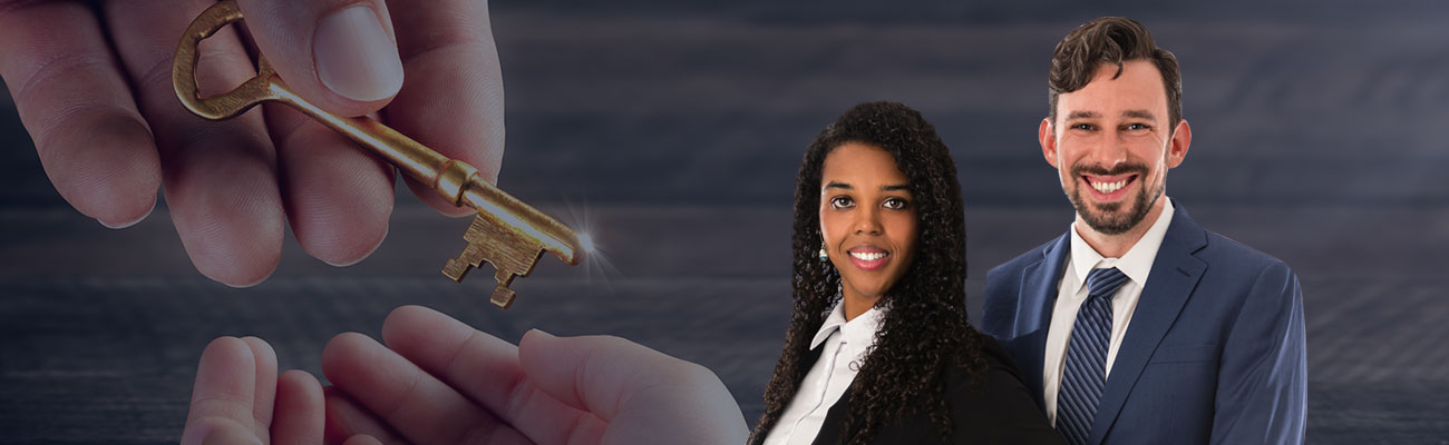 Attorneys at Florida Probate Law Group with a Hand Holding a Key Background