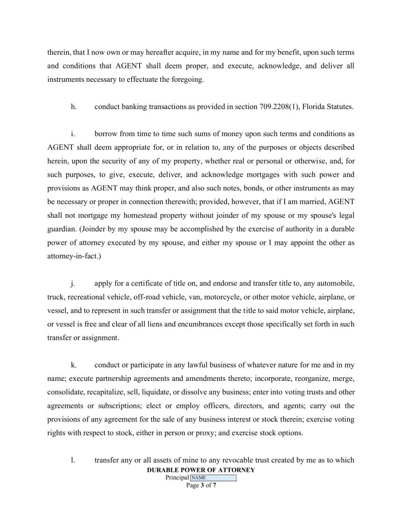 Free fillable Florida POA page 9 with instructions from FPLG