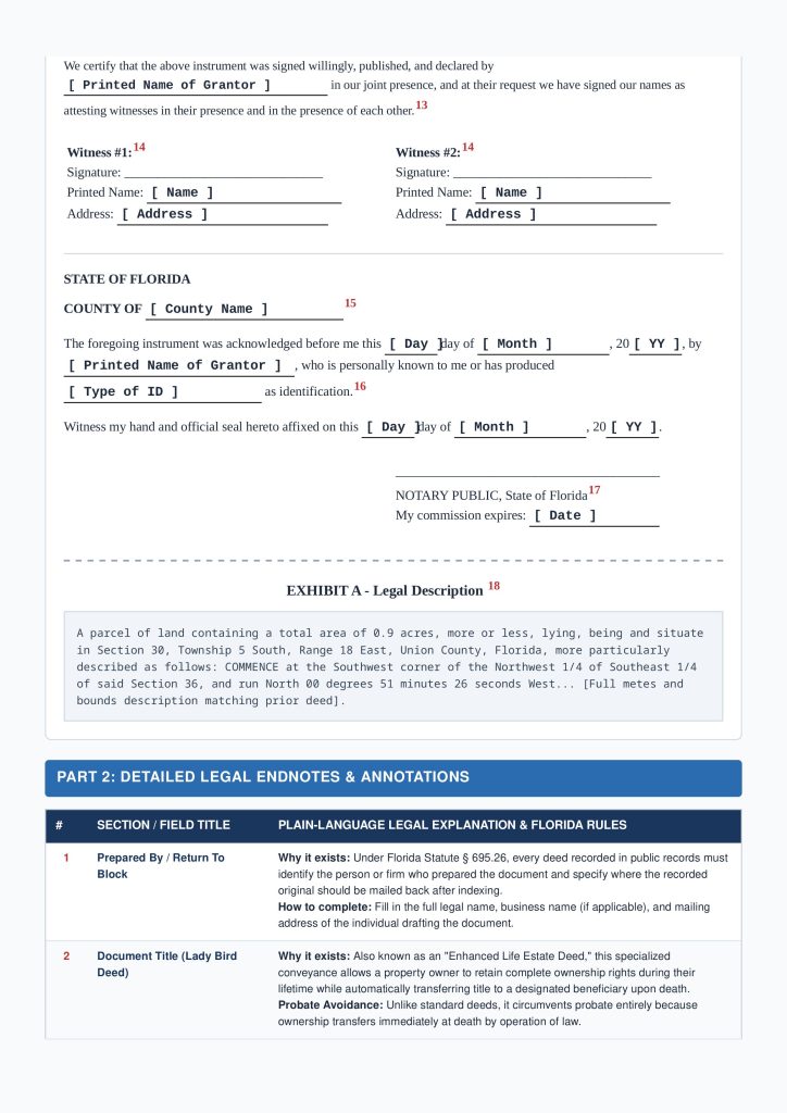 Free fillable Florida LadyBird Deed page 2 from FPLG